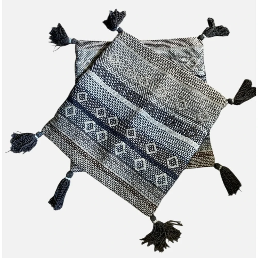 Boho Woven Wool Blend Pillow Covers 2 Pack‎ with Tassels Decorative Throw